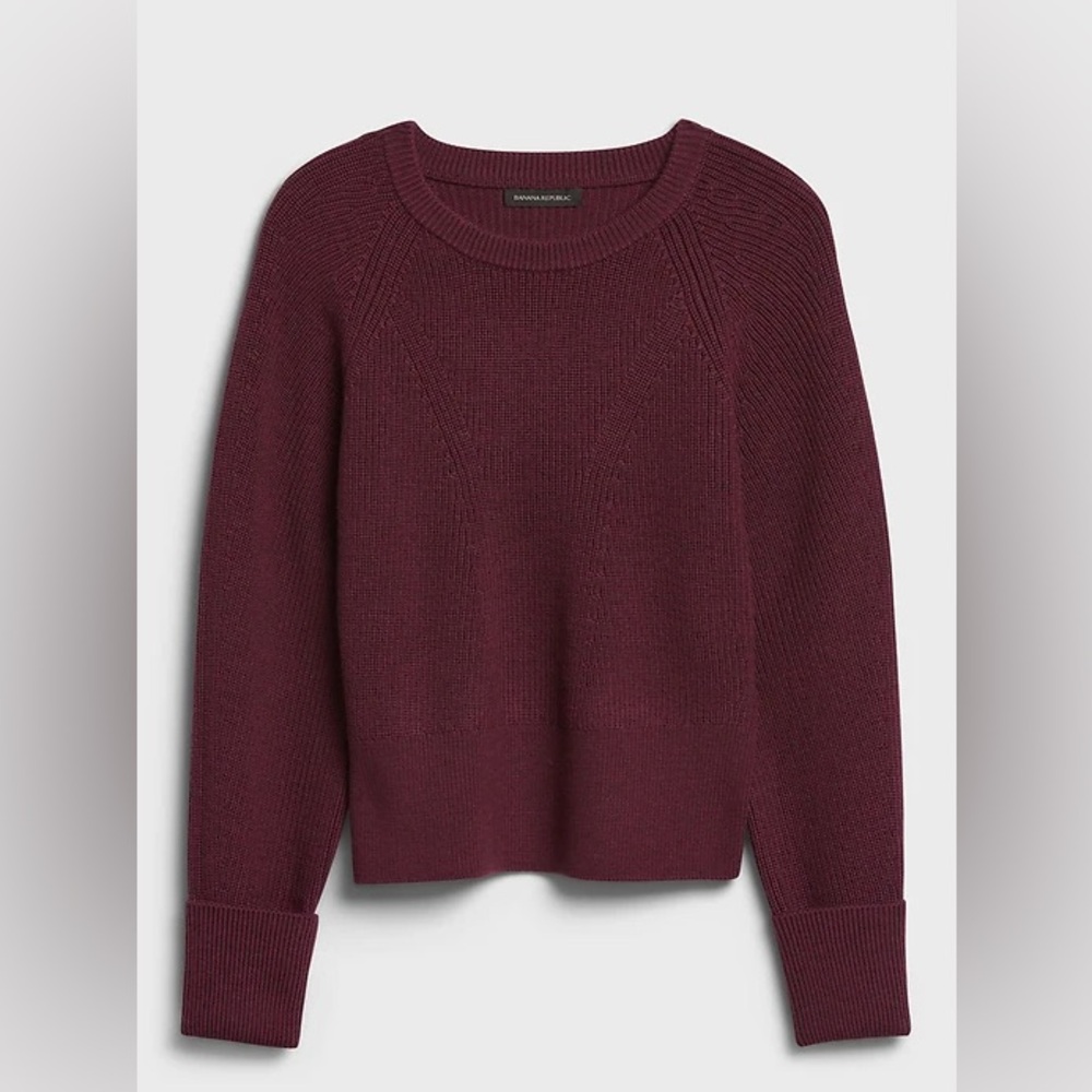 Banana Republic Ribbed Sweater in Responsible Wool in Bordeaux Burgundy NWT